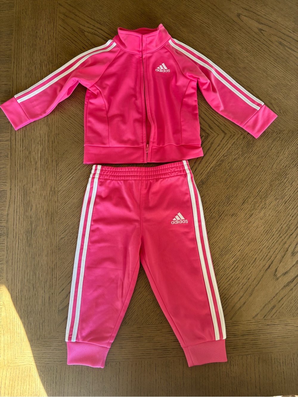 adidas Hot Pink Zip-Front Track Jacket with White Accent